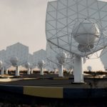 Impresión artística creada a partir de animaciones del telescopio SKA-Mid en Sudáfrica. SKAO_2